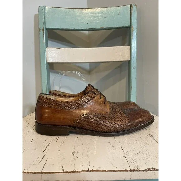 Mezlan Mens Size 10 M Salinas‎ Genuine Crocodile Brown Leather Shoes Cap Toe